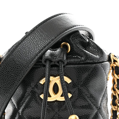 Chanel Caviar Quilted Twist Your Buttons Micro Bucket Bag Black 8 of 10