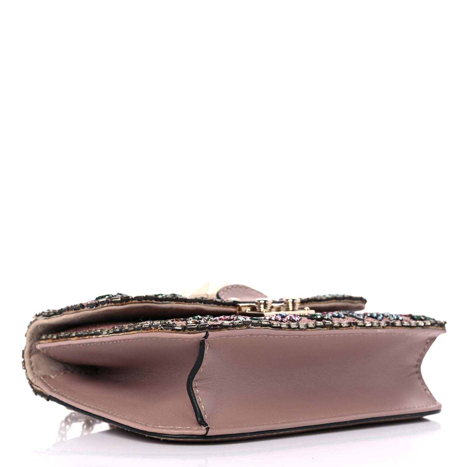 Valentino Garavani Vitello Beaded Small Glam Lock Rockstud Flap Poudre 4 of 10