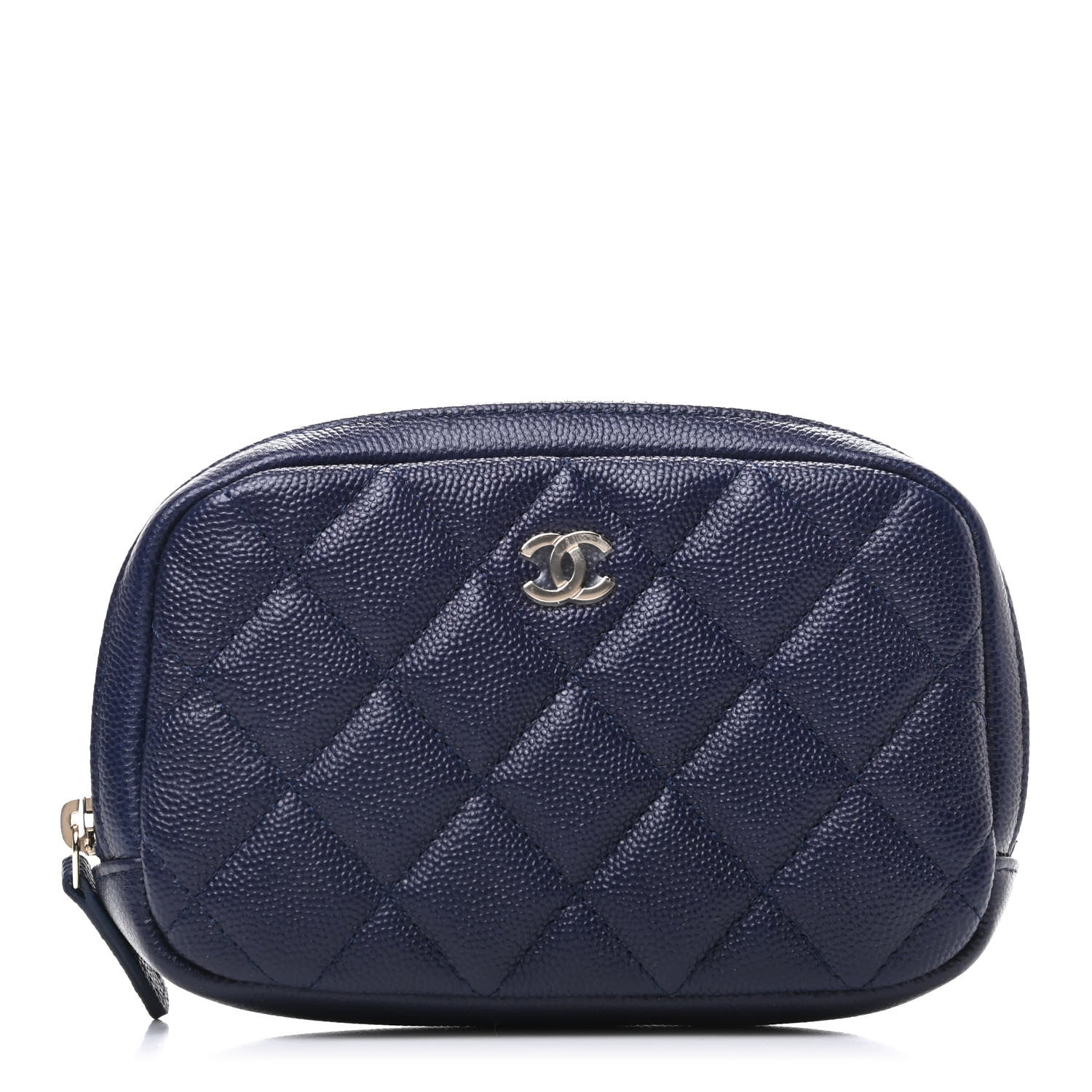 Chanel Caviar Quilted Small Curvy Pouch Cosmetic Case Navy 1 of 10