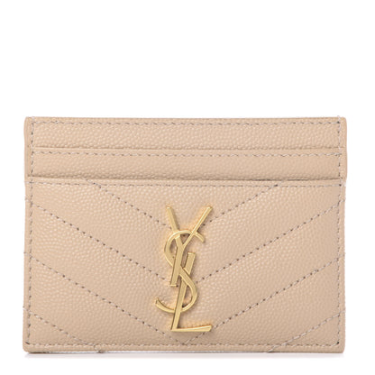 Saint Laurent Grain De Poudre Matelasse Chevron Monogram Credit Card Case Nude Powder 1 of 7
