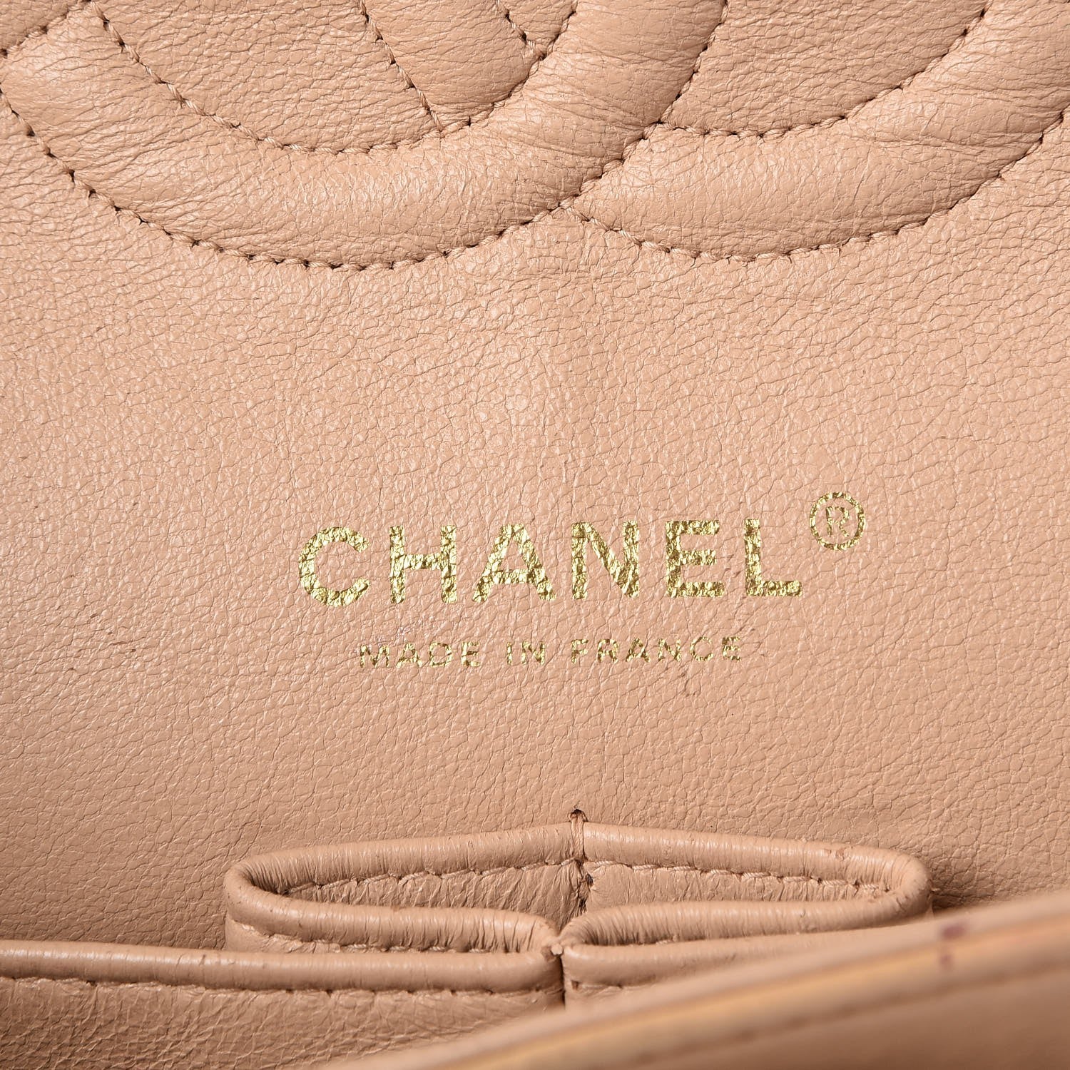 Chanel Lambskin Quilted Medium Double Flap Beige Black 7 of 11