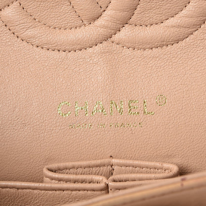 Chanel Lambskin Quilted Medium Double Flap Beige Black 7 of 11