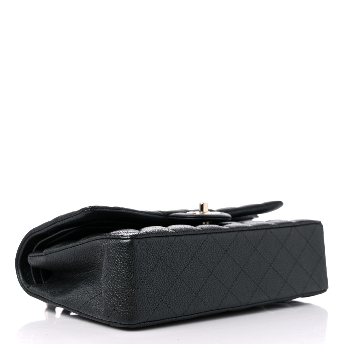 Metallic Caviar Quilted Medium Double Flap Dark Grey
