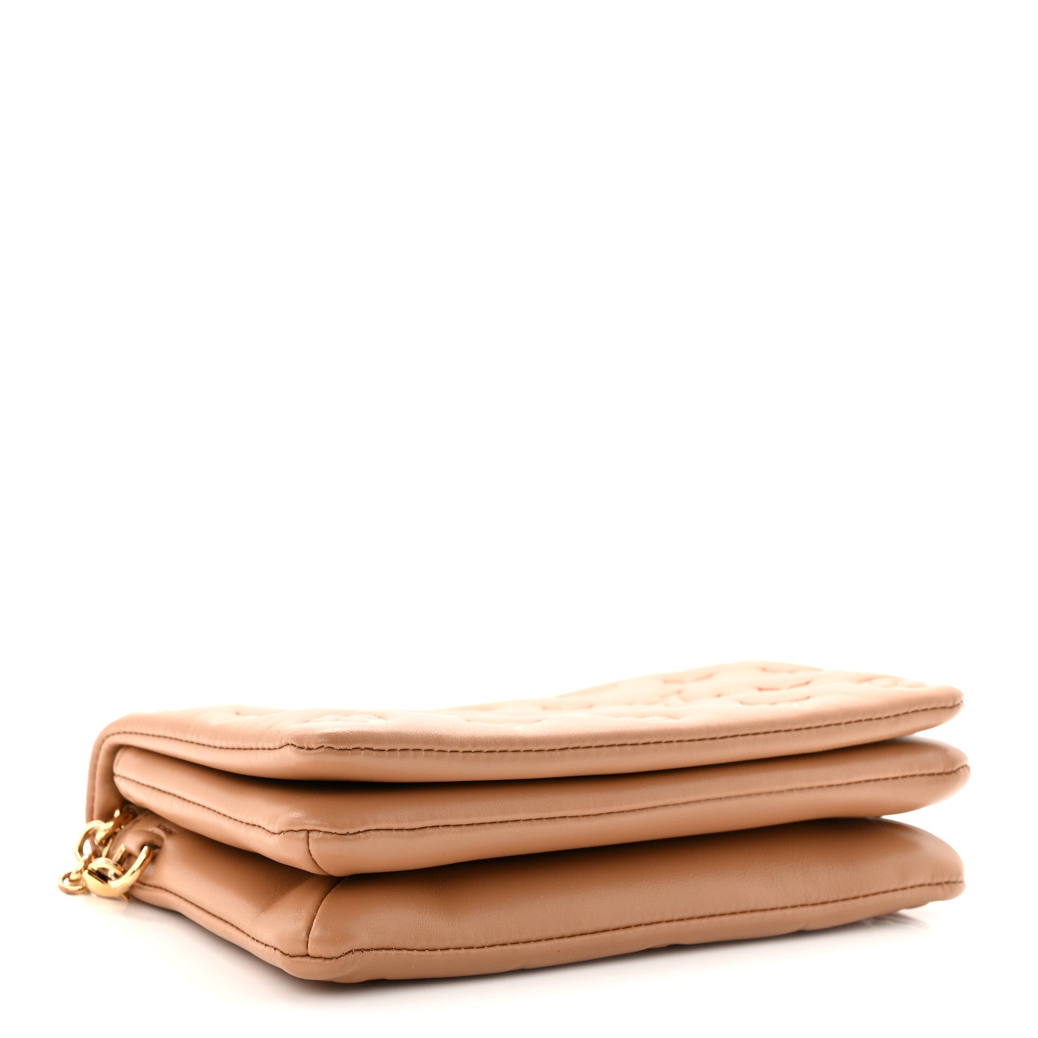 Louis Vuitton Lambskin Embossed Monogram Pochette Coussin Camel 4 of 9