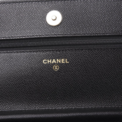 Chanel Caviar Quilted French New Wave Chain CC Wallet On Chain WOC Black 8 of 12