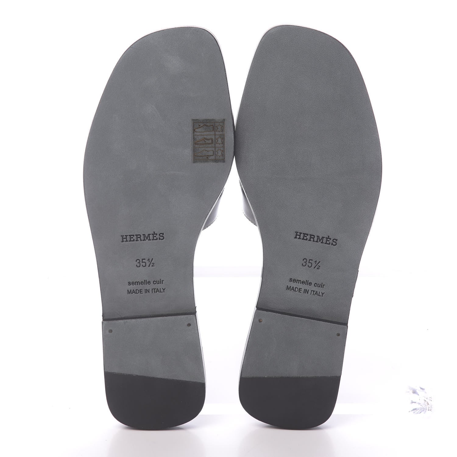 Hermes Box Calfskin Oran Sandals 35.5 Black 5 of 9