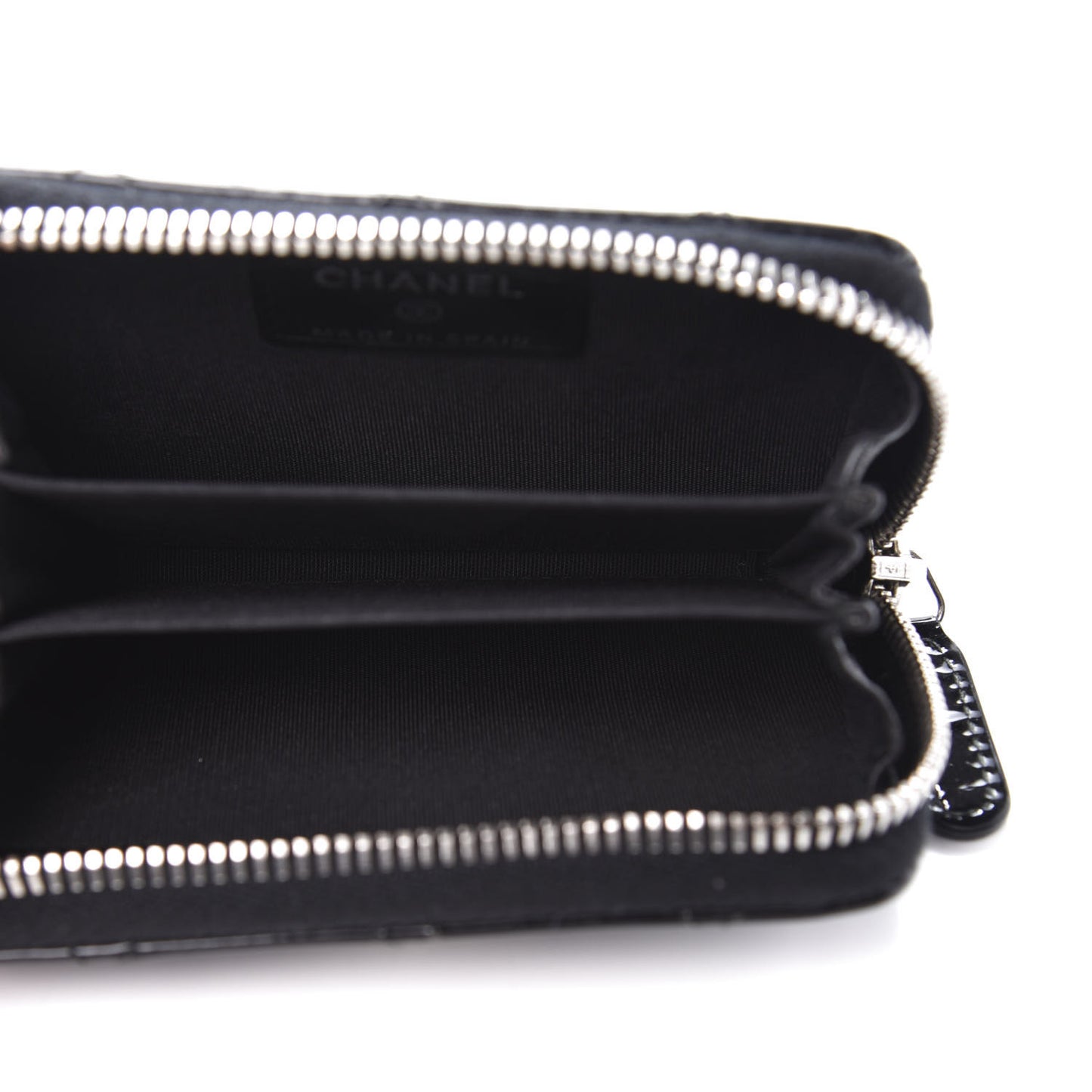 Patent Quilted Coco Boy Zip Coin Purse Black