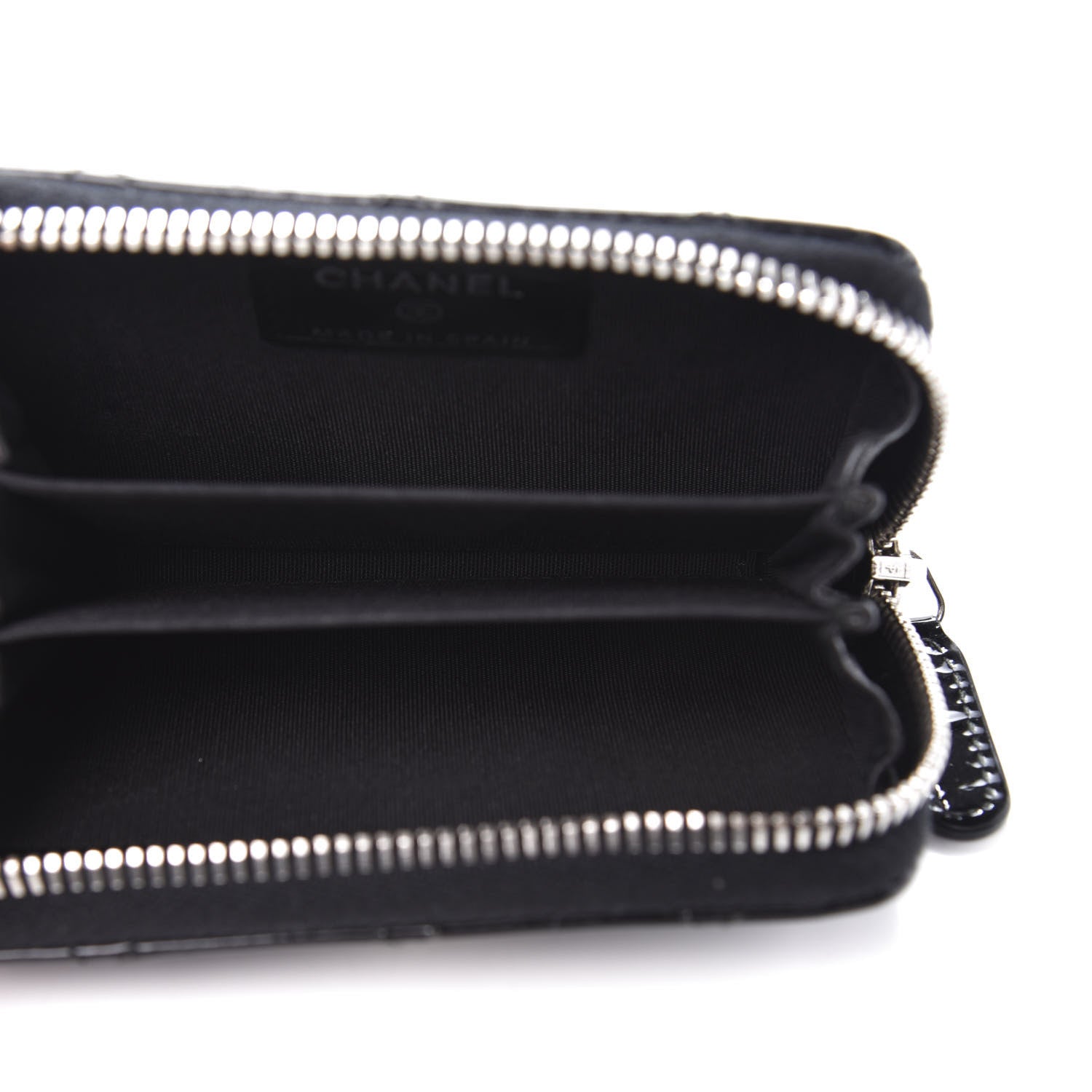 Chanel Patent Quilted Coco Boy Zip Coin Purse Black 5 of 10