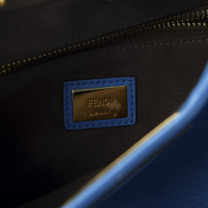 Fendi Vitello Seta Medium Peekaboo Iconic Satchel Blue Royal 8 of 11