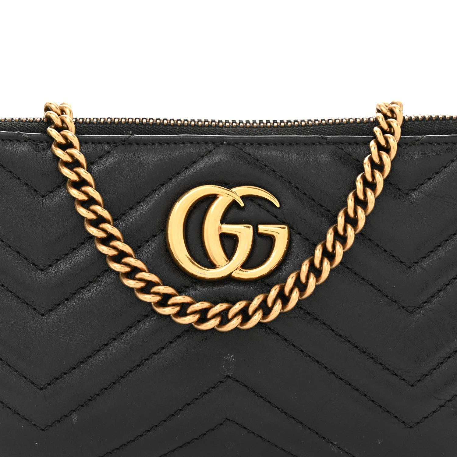Gucci Calfskin Matelasse GG Marmont Wallet Chain Bag Black 8 of 14