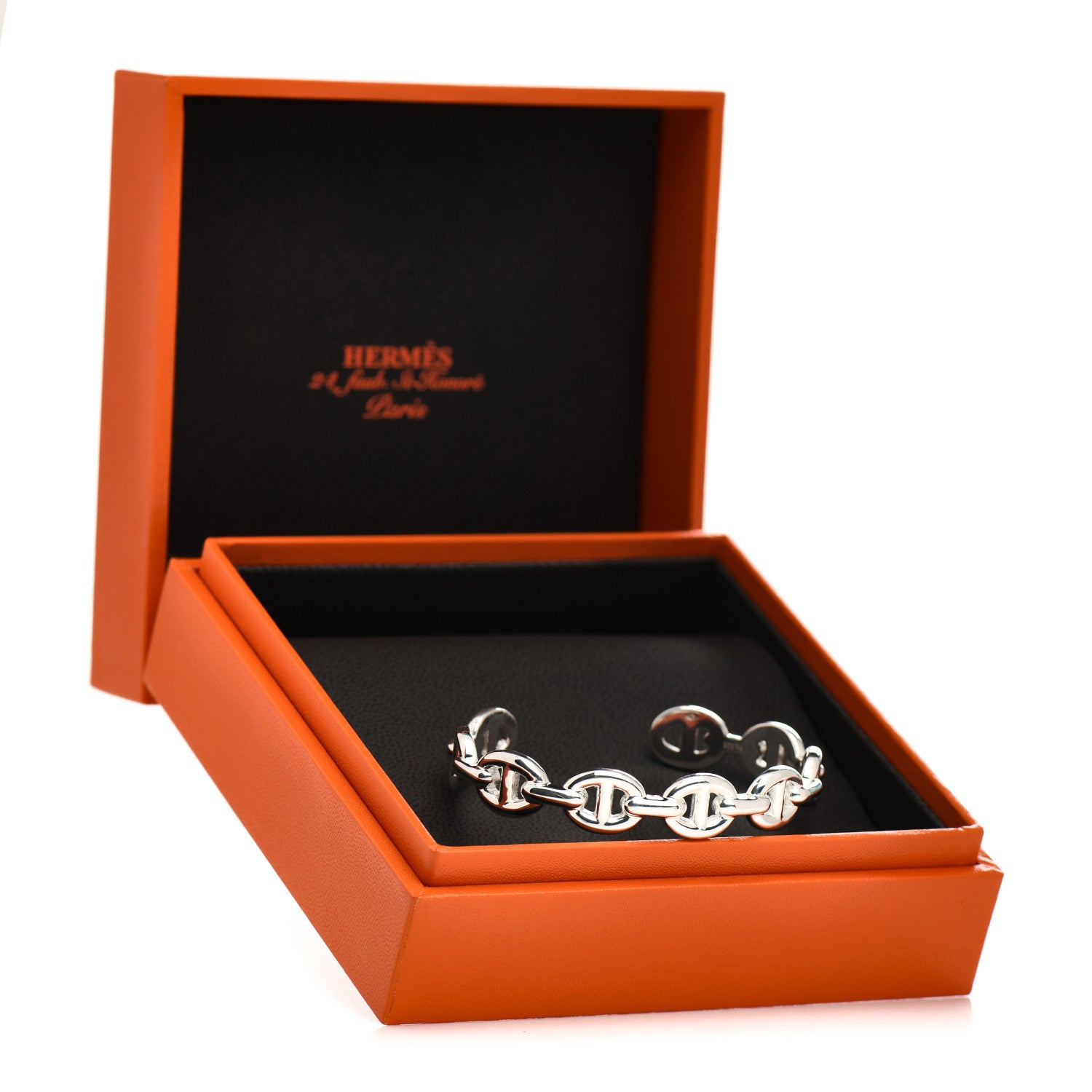 Hermes Sterling Silver MM Chaine d'Ancre Enchainee Cuff Bracelet SH 5 of 5