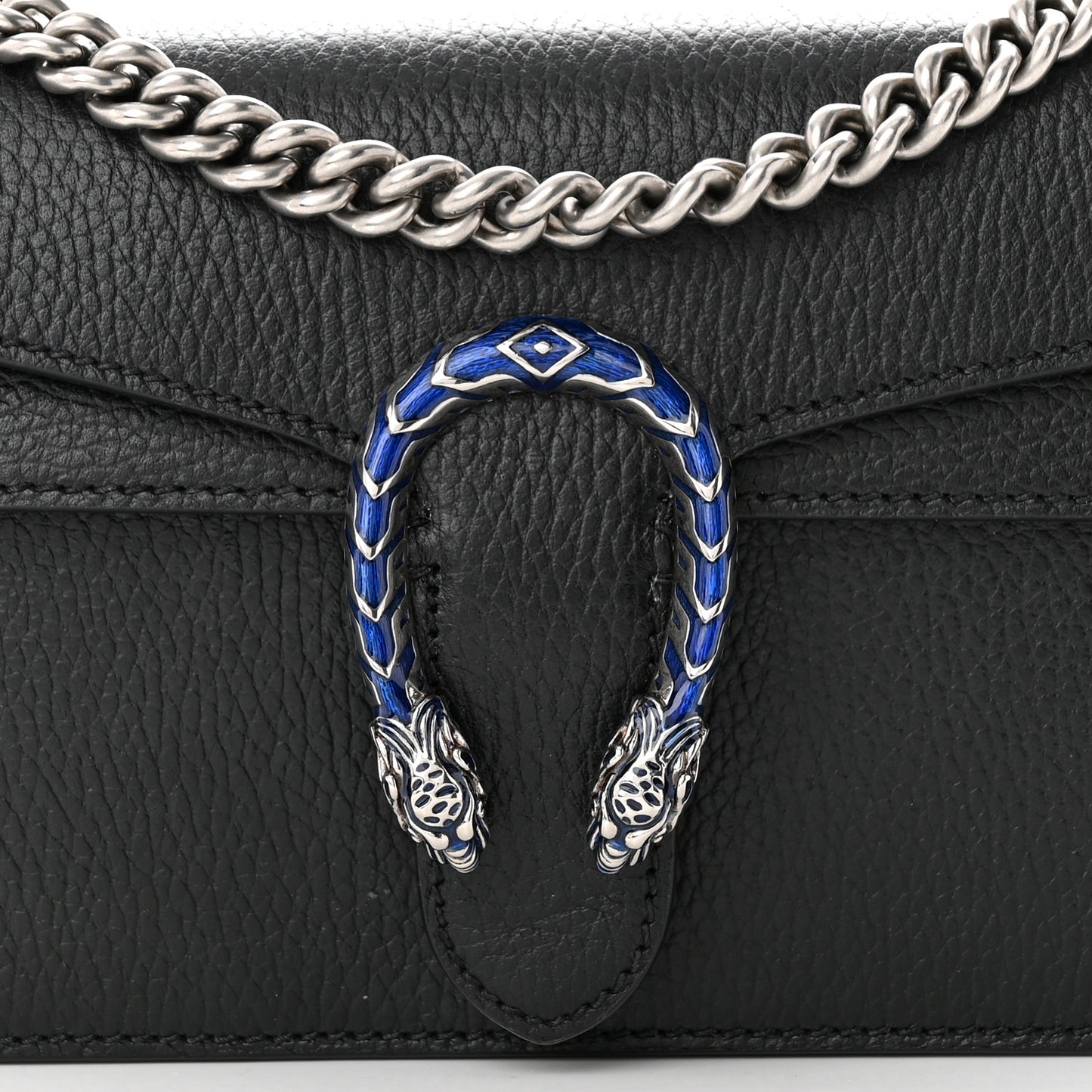 Dollar Calfskin Enamel Small Dionysus Shoulder Bag Black Electric Blue