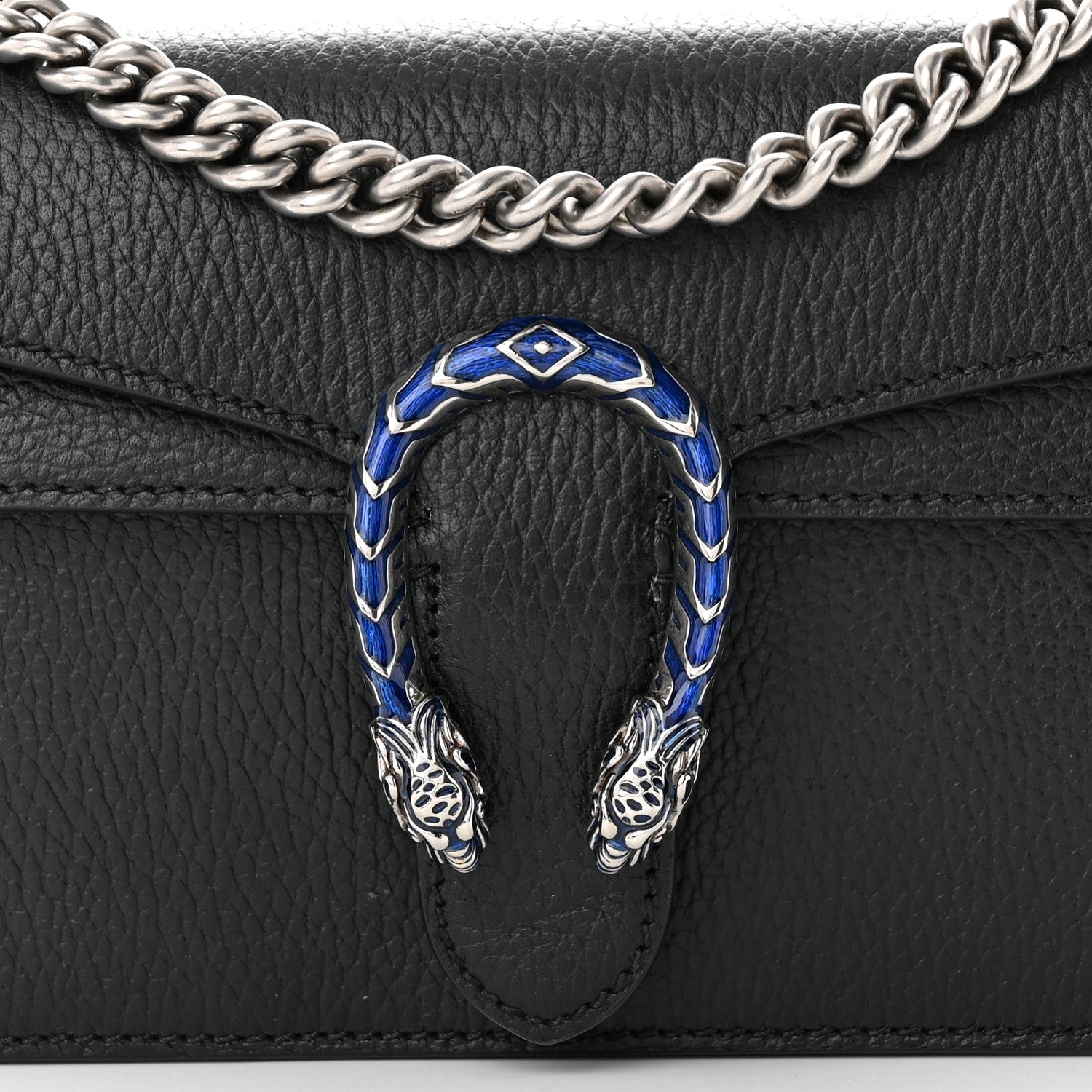 Gucci Dollar Calfskin Enamel Small Dionysus Shoulder Bag Black Electric Blue 8 of 14