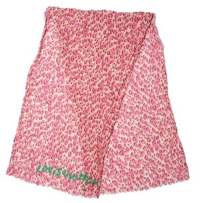 Louis Vuitton Cotton Leopard Pareo Blanc Corail 4 of 7