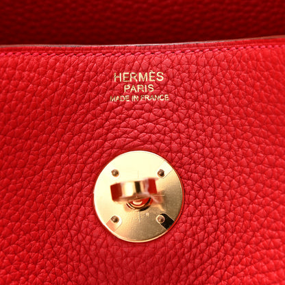 Hermes Taurillon Clemence Lindy 30 Rouge Casaque 6 of 11