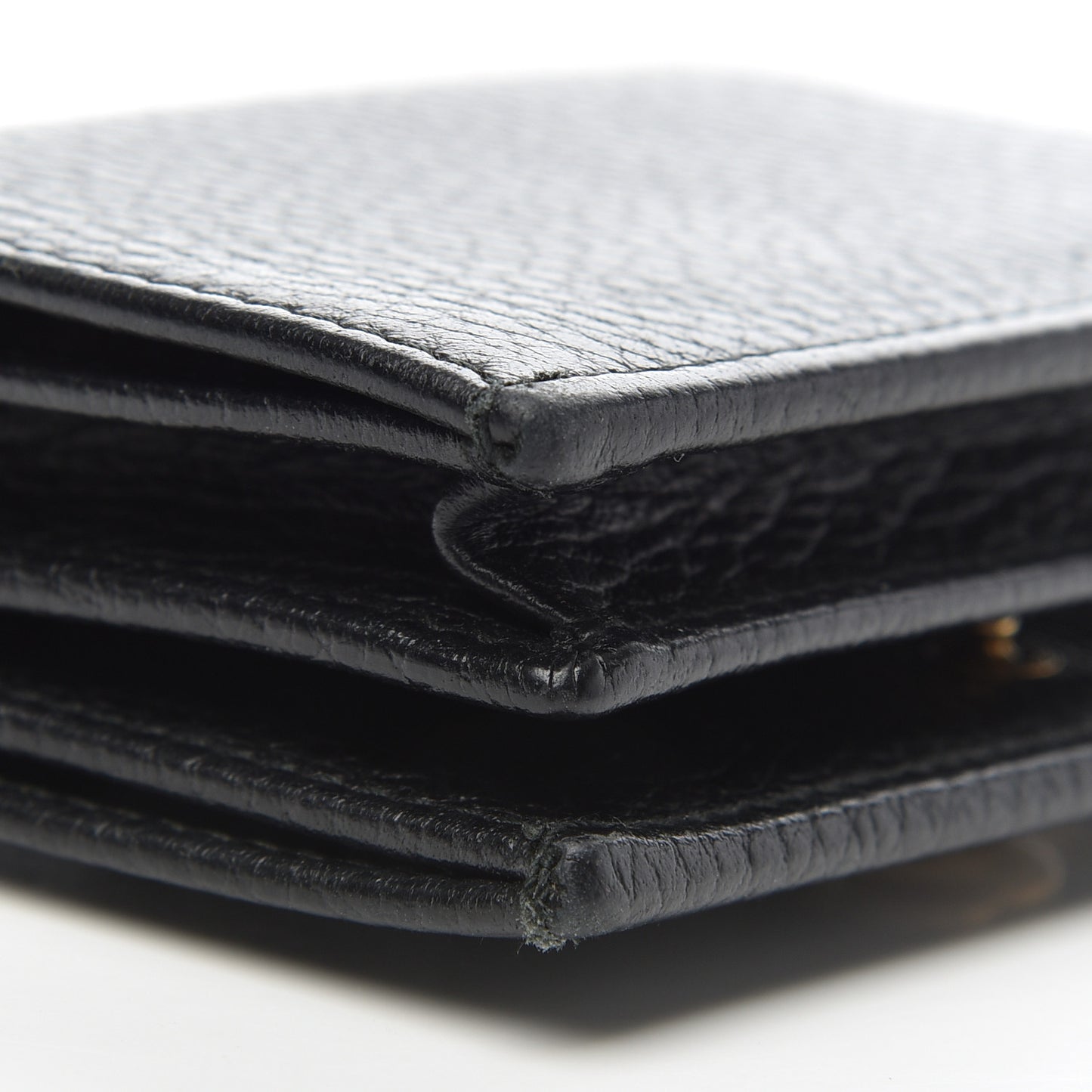 Pebbled Calfskin Butterfly Card Case Black