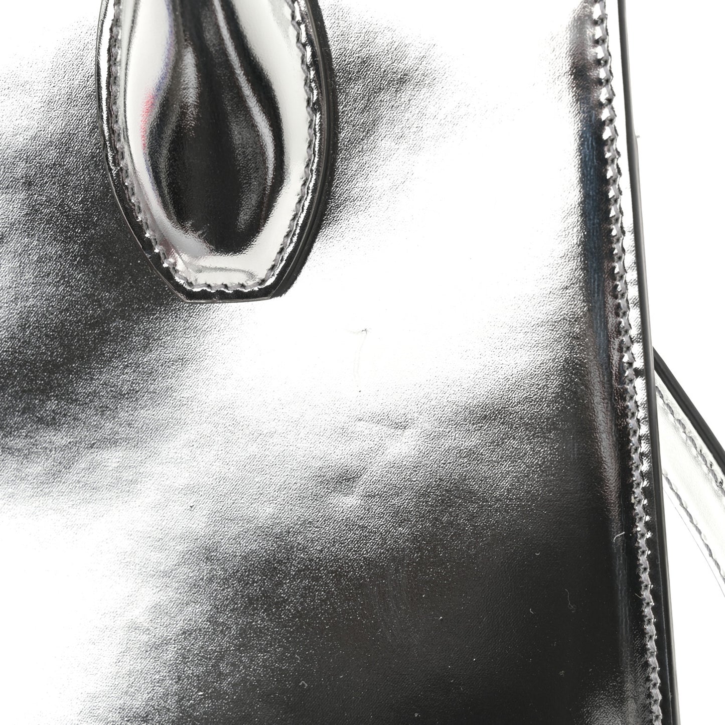 Metallic Calfskin Small The Studio Box Bag Argento