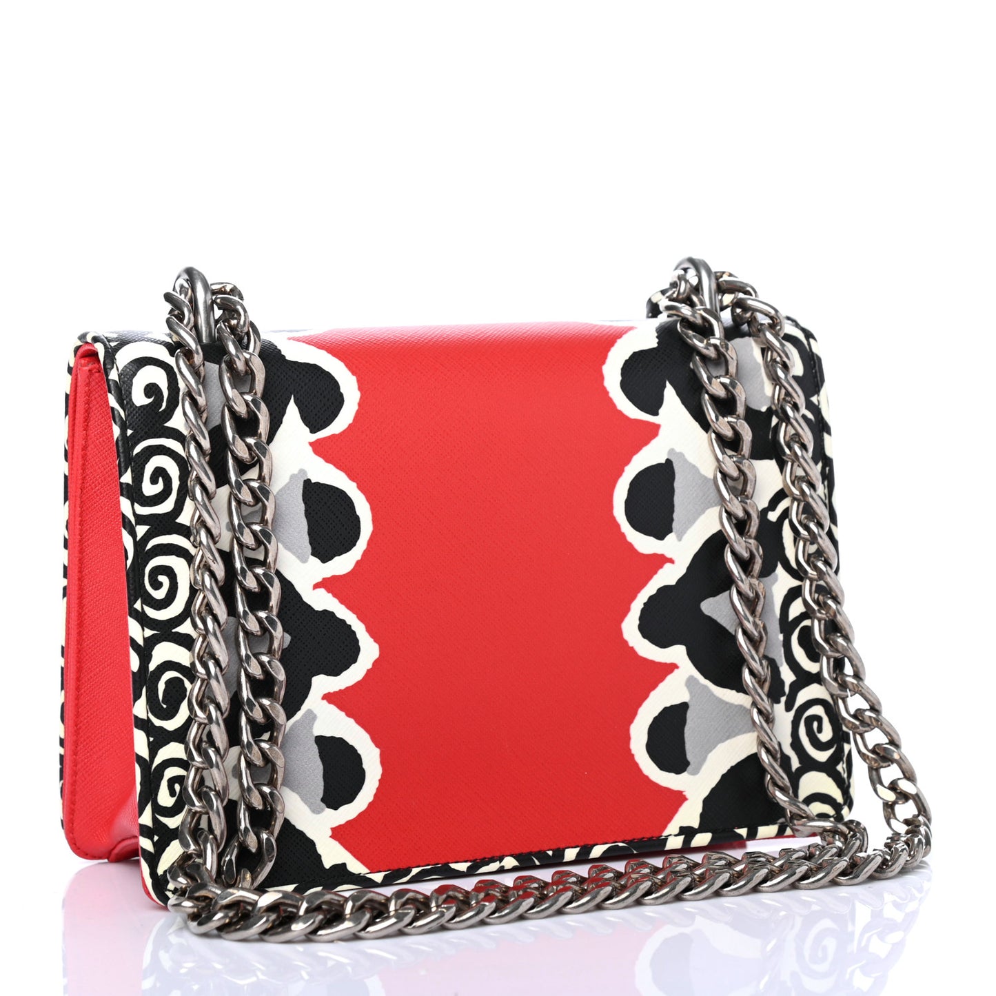 Saffiano Soft Calfskin Chain Crossbody Bag Lacca Black
