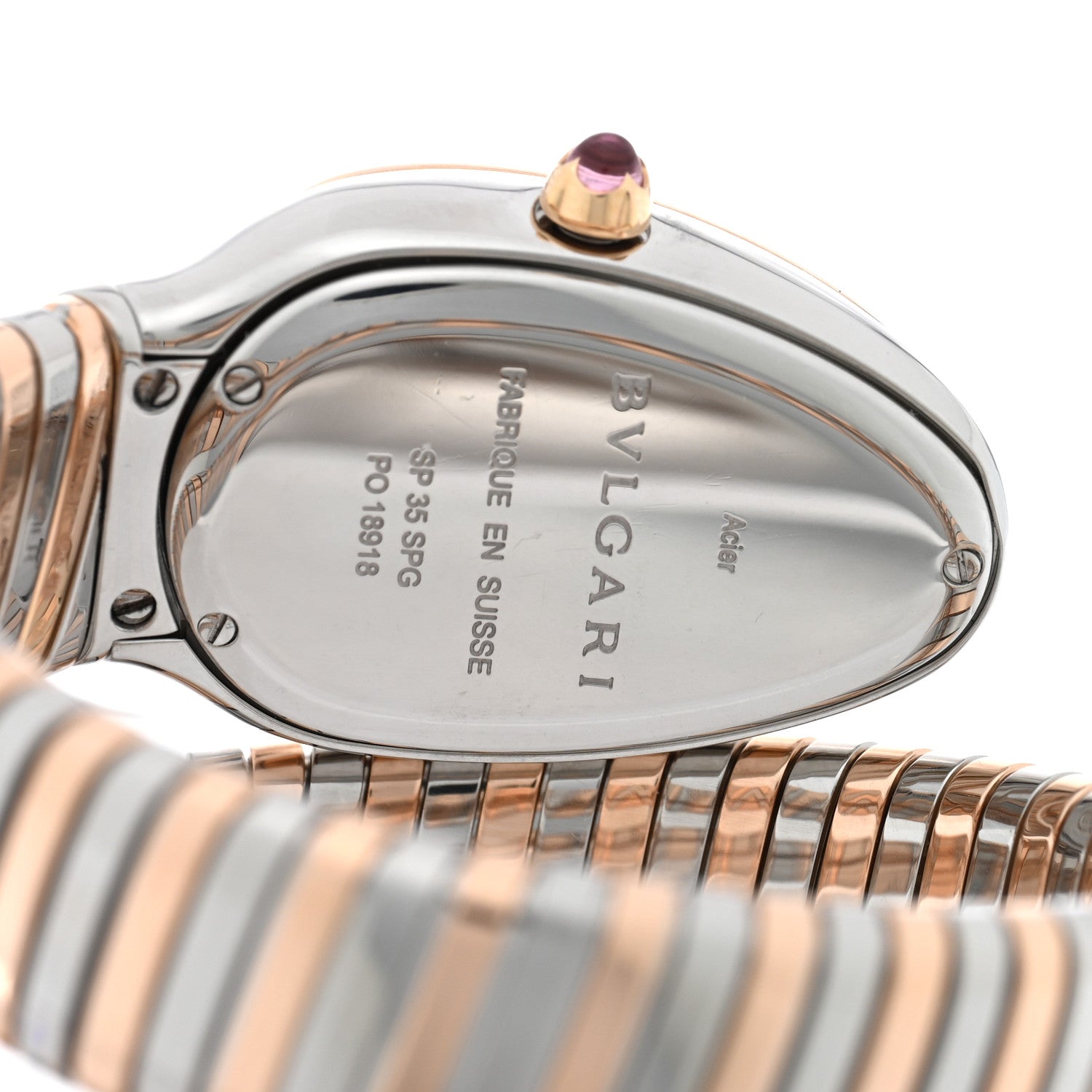 Bulgari Stainless Steel 18K Rose Gold Diamond Bezel 35mm Serpenti Tubogas Quartz Watch 4 of 4