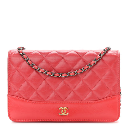 Chanel Patent Goatskin Quilted Gabrielle Wallet On Chain WOC Orange 1 of 13