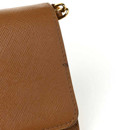Prada Saffiano Metal Oro Chain Wallet Caramel 8 of 9