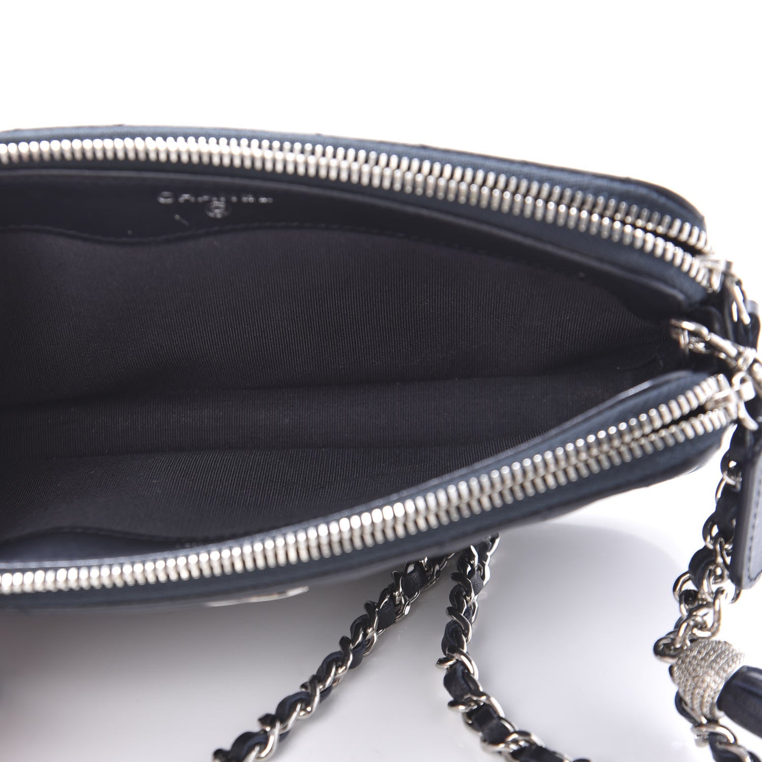 Chanel Calfskin Chevron Quilted Tassel Clutch With Chain Navy 5 of 10