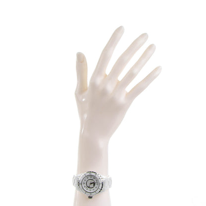 Chanel Stainless Steel Ceramic Diamond Dial 33mm J12 Quartz Watch White 2 of 7
