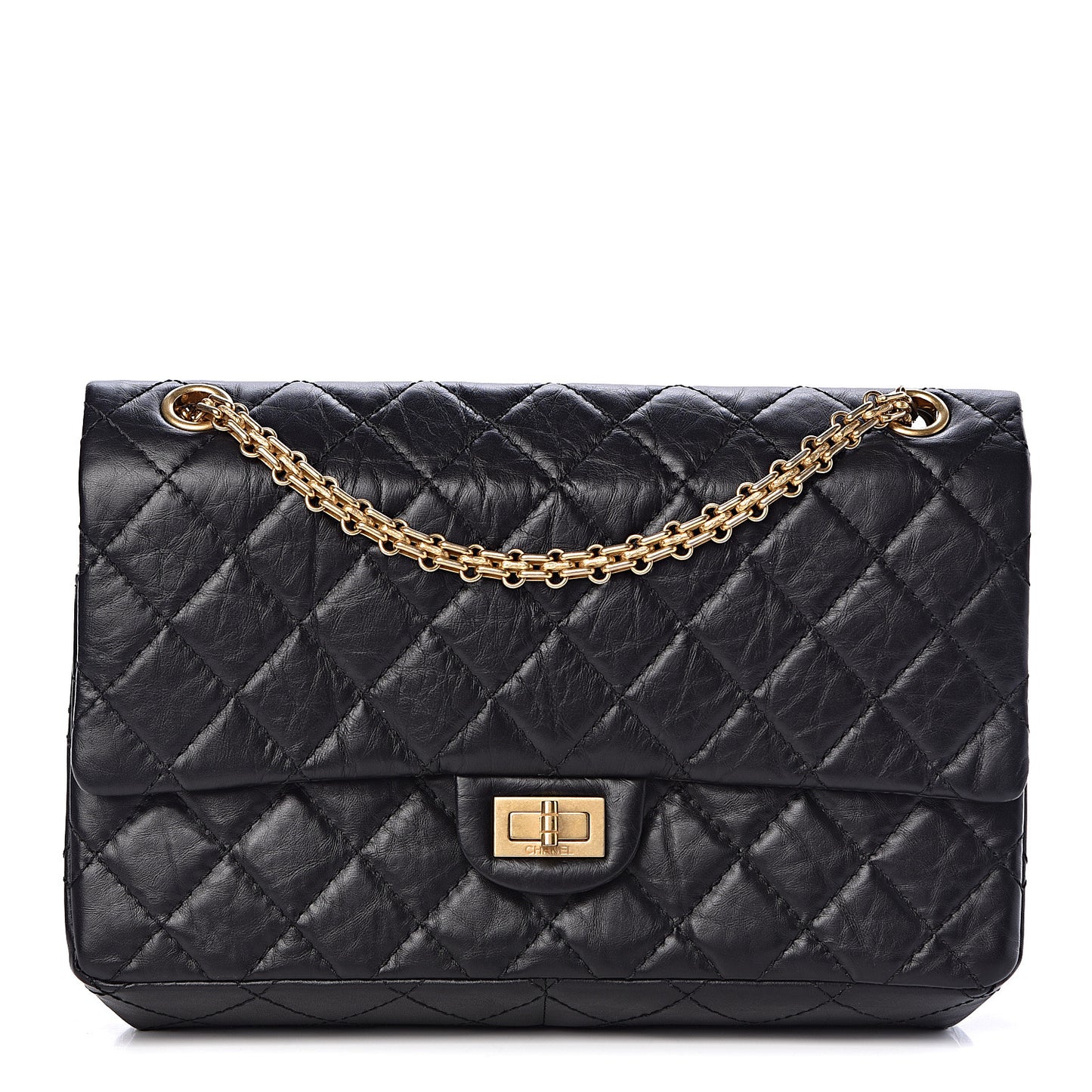 Aged Calfskin Quilted 2.55 Reissue 226 Flap Black