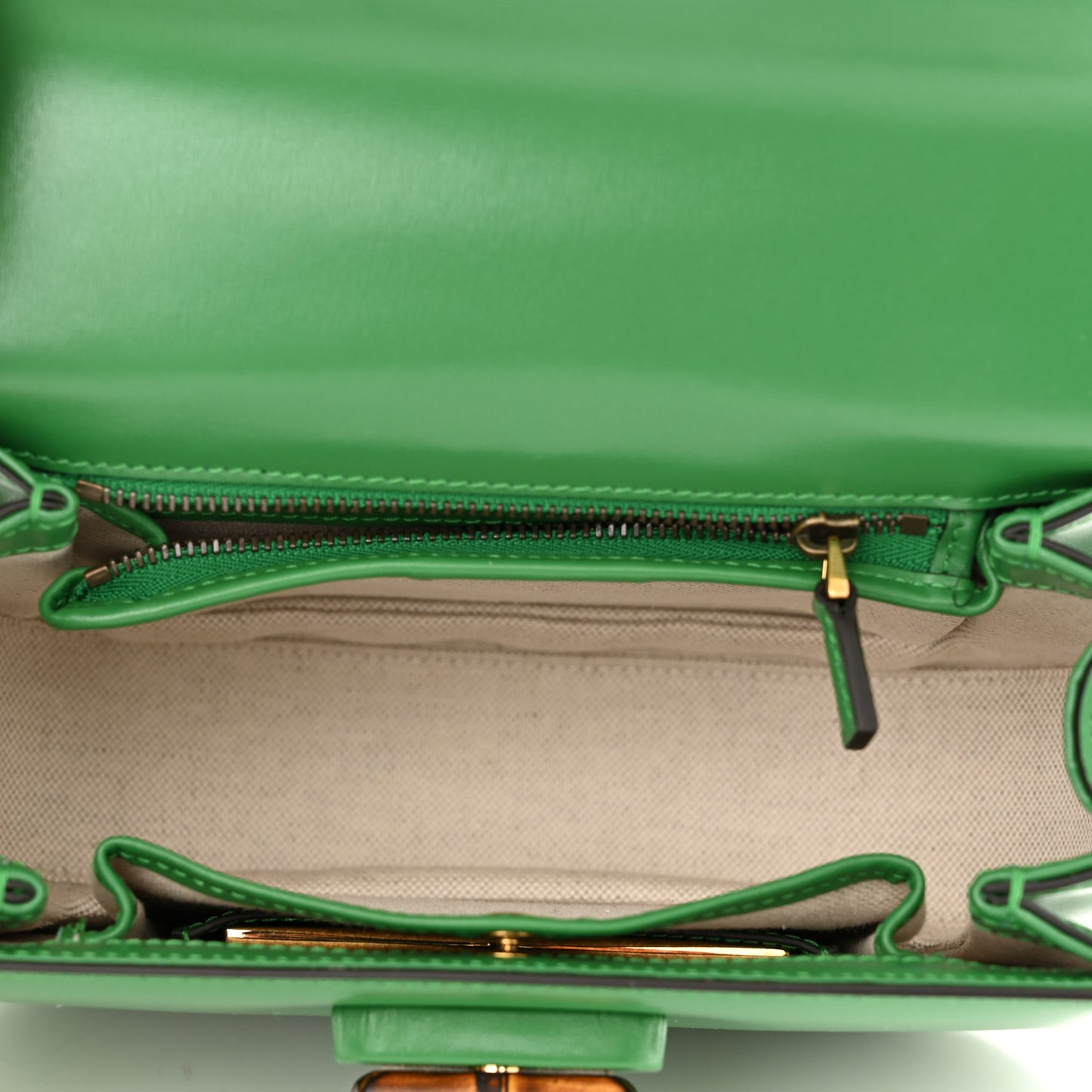 Boarded Dyana Lux Calfskin Web Small Bamboo 1947 Top Handle Bag Spring Green