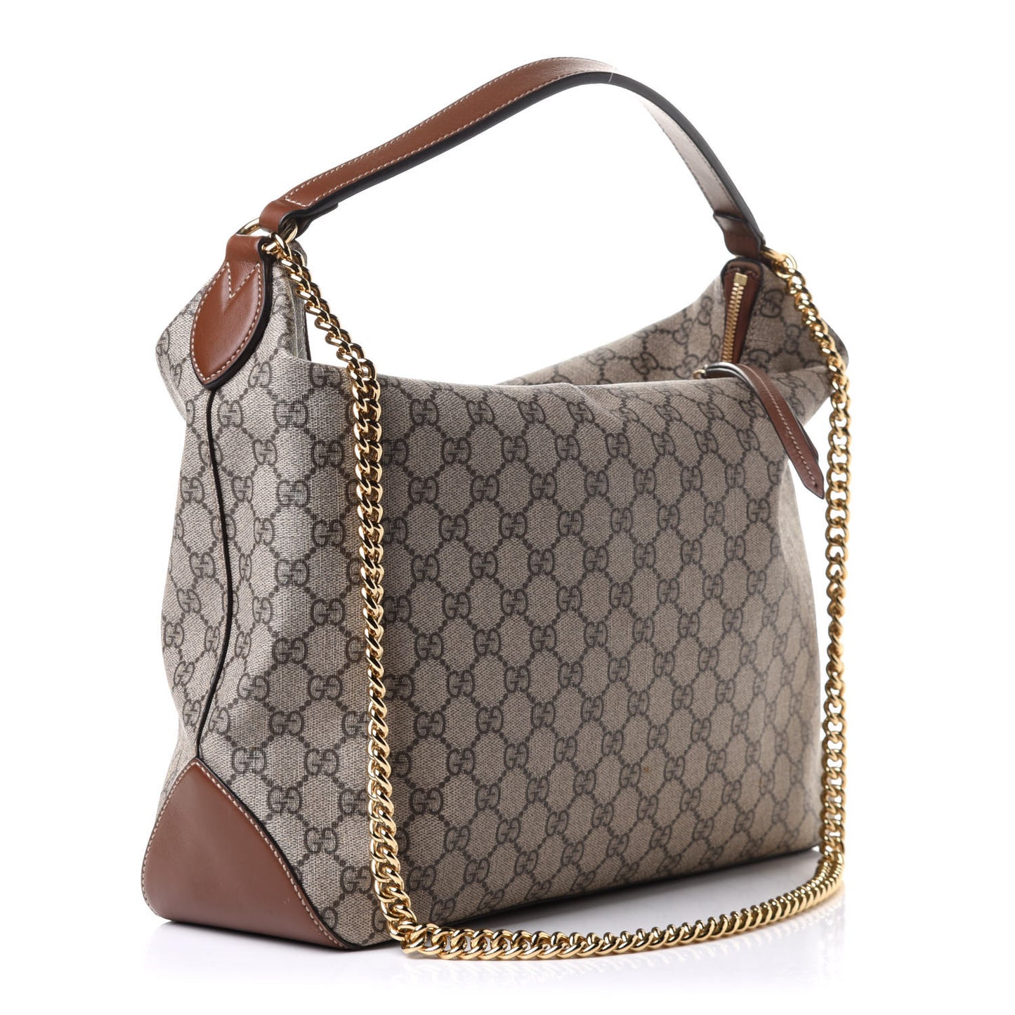 GG Supreme Monogram Large Linea A Hobo Light Brown