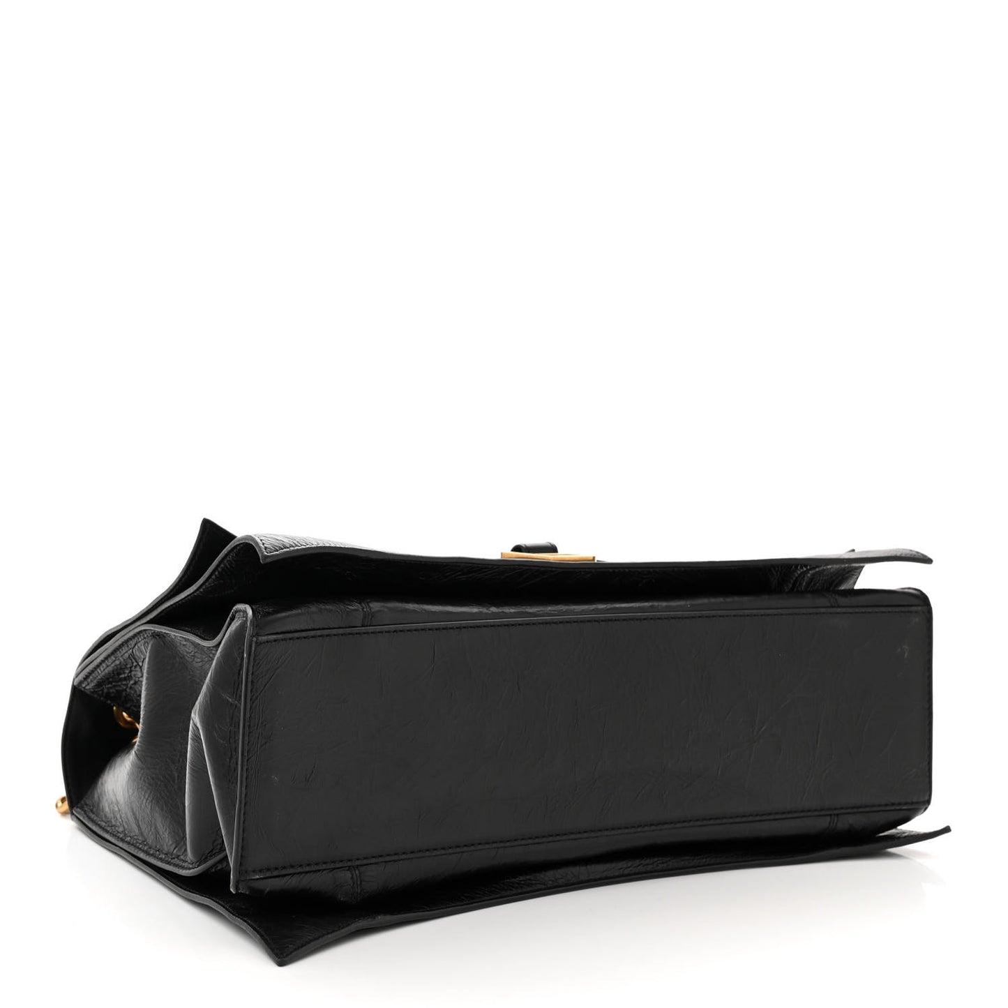Crushed Calfskin Large Crush Chain Bag Black