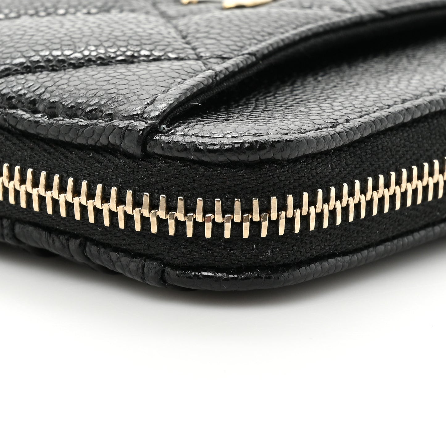 Caviar Quilted Zip Card Holder Wallet Black