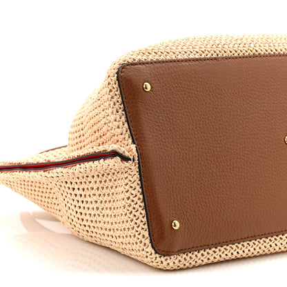 Valentino Garavani Raffia Grained Calfskin Medium Rockstud Vlogo Tote Naturale 9 of 11