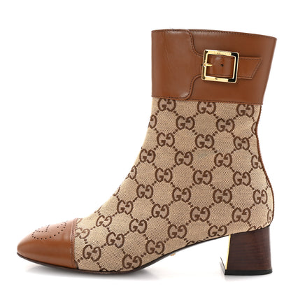 Gucci Monogram Cordovan Lux GG Ankle Boots 36.5 Beige Cuir 1 of 10