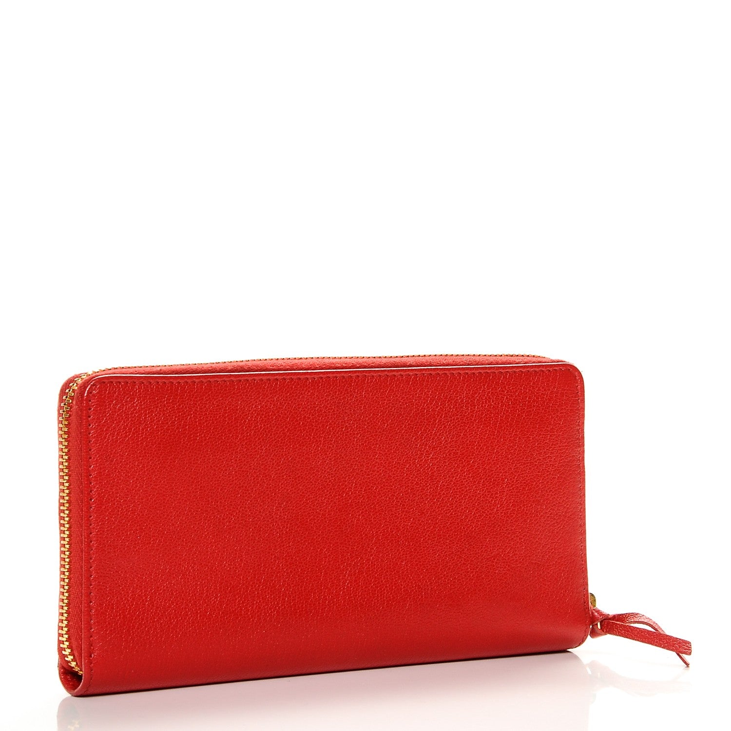 Balenciaga Chevre Gold Metallic Edge Hardware Zip Around Wallet Rouge Grenade 3 of 7