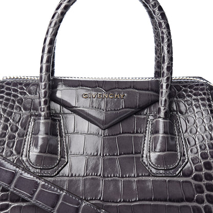Givenchy Calfskin Crocodile Embossed Small Antigona Storm Grey 9 of 9