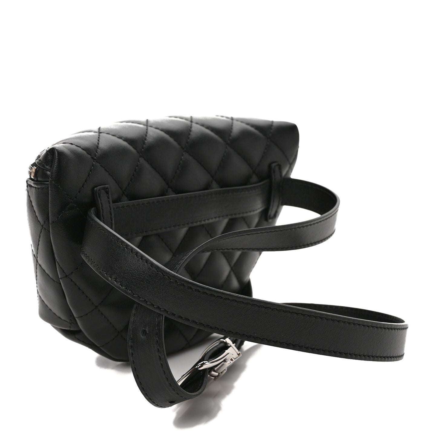 Calfskin Quilted Waist Belt Bag Black