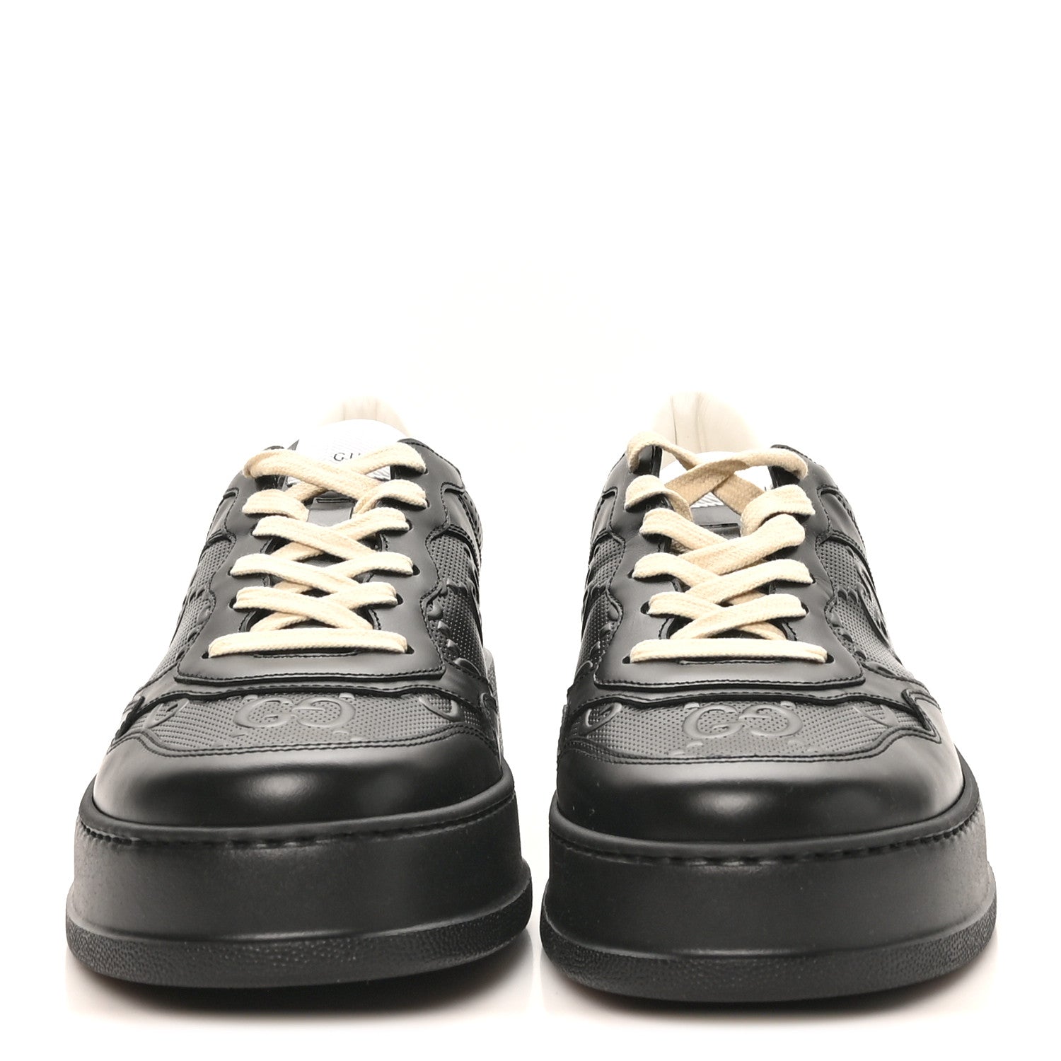 Gucci Calfskin GG Tennis Embossed Perforated Mens Interlocking G 55mm Sneakers 11.5 Black 3 of 10