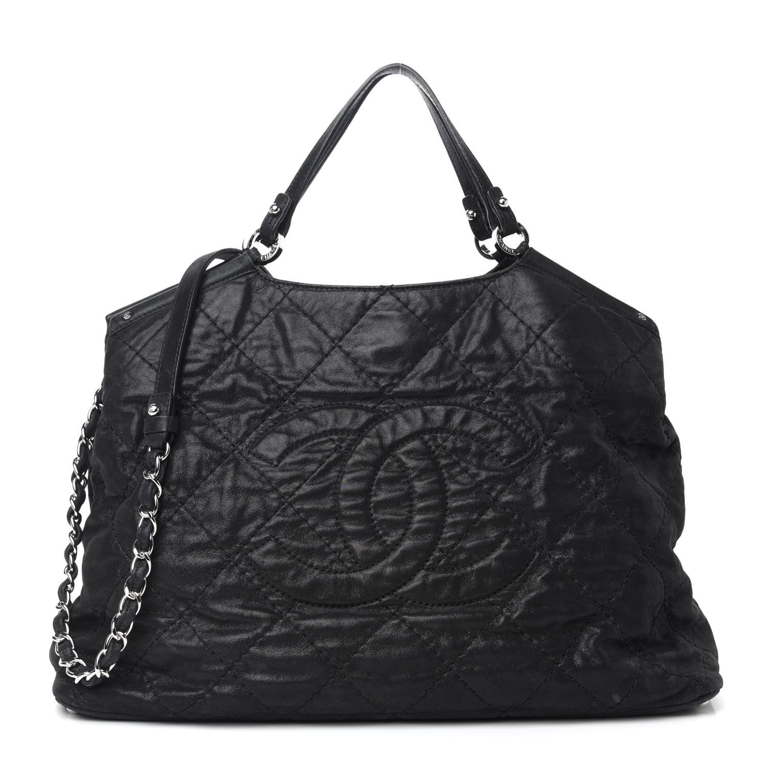 Chanel Iridescent Calfskin Stitched CC Shopping Tote Black 1 of 13