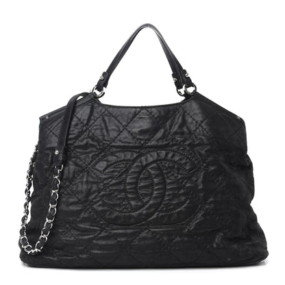 Chanel Iridescent Calfskin Stitched CC Shopping Tote Black 1 of 13