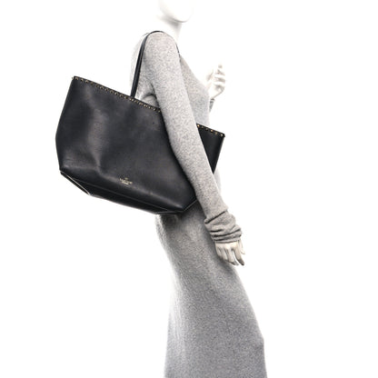 Valentino Garavani Grained Calfskin Rockstud Shoulder Tote Black 2 of 9