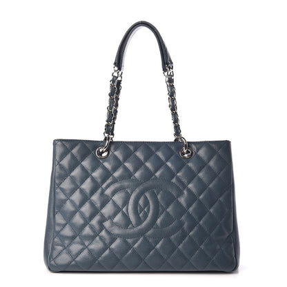 Chanel Caviar Quilted Grand Shopping Tote GST Dark Blue 1 of 11