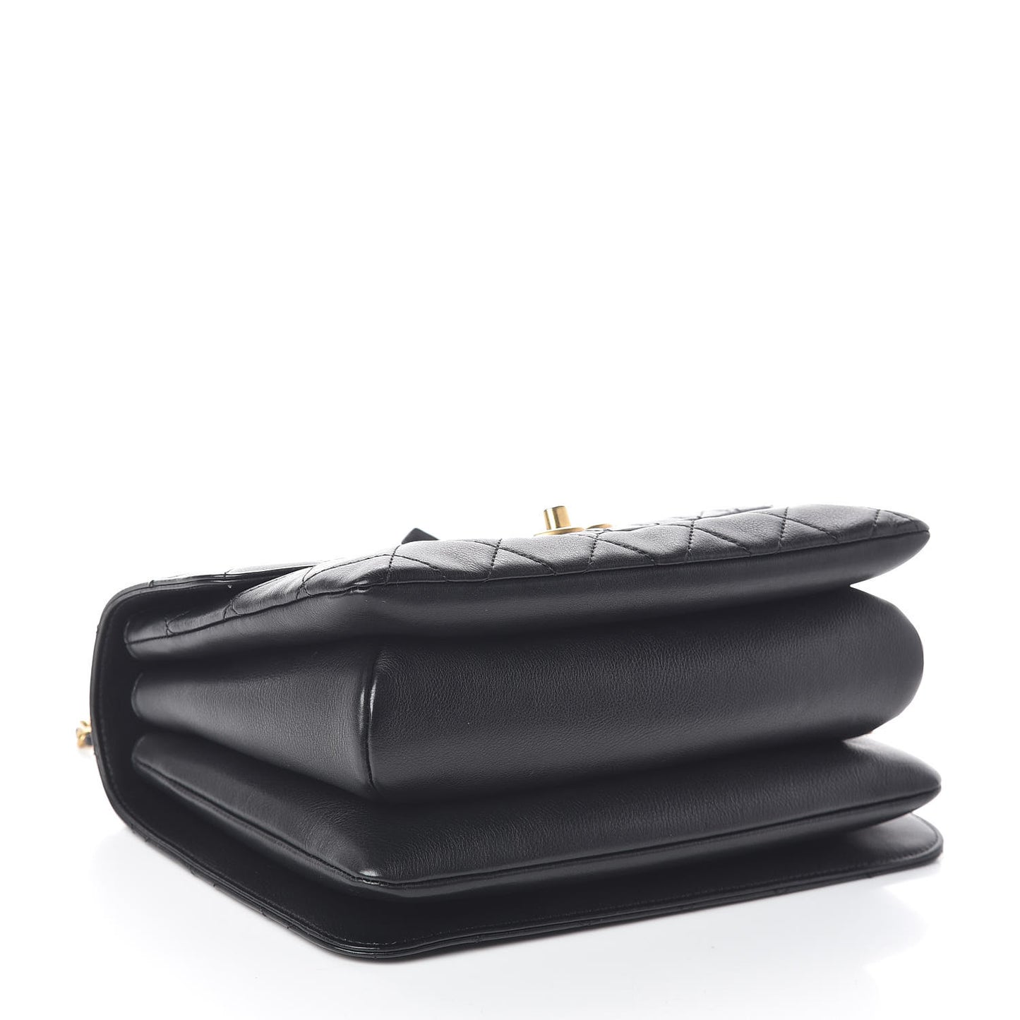 Calfskin Quilted Gold Top Handle Flap Black