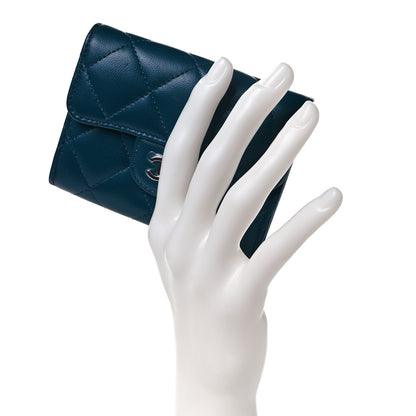 Chanel Lambskin Quilted Flap Card Holder Wallet Dark Turquoise 2 of 11