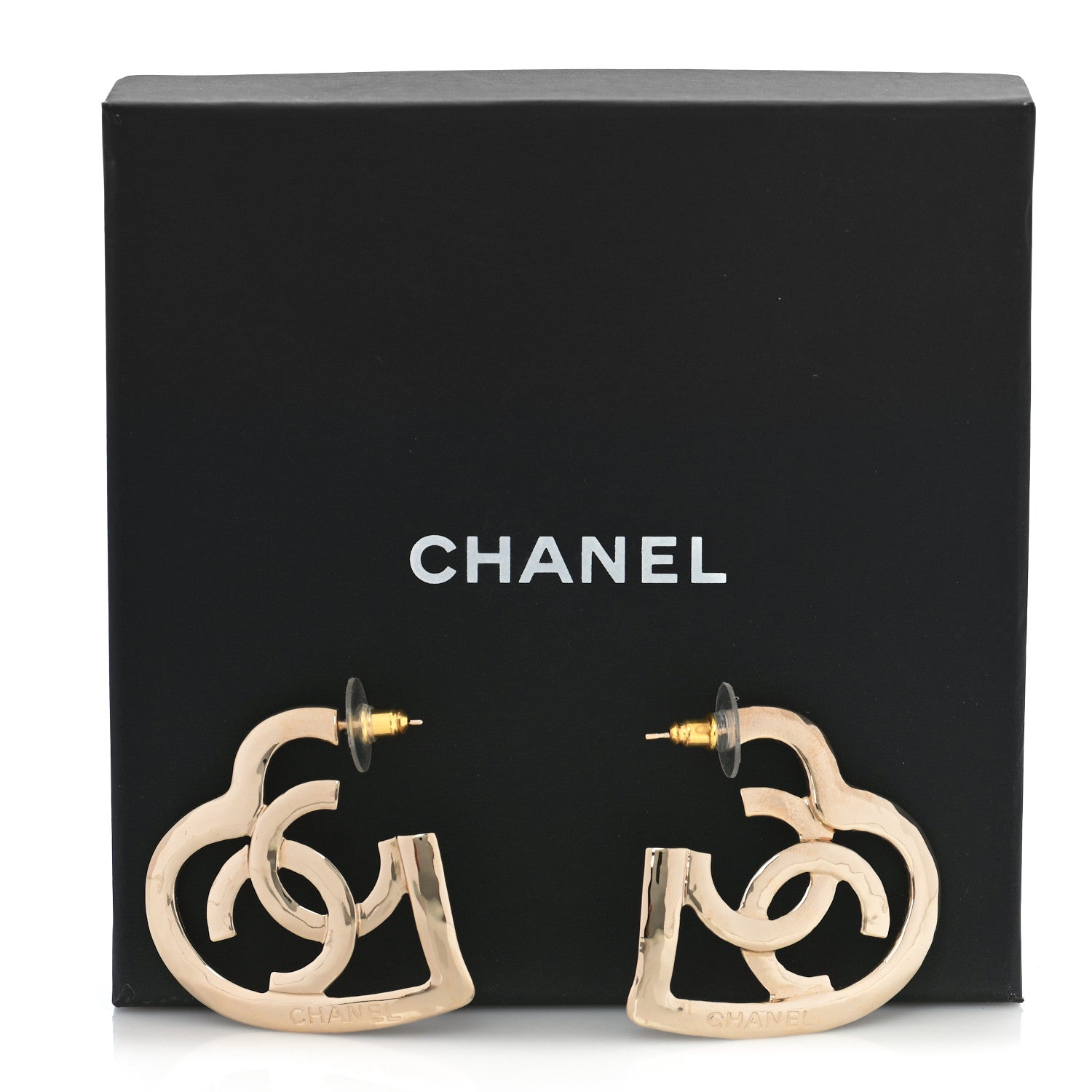 Chanel Metal CC Heart Coco In Love Hoop Earrings Gold 7 of 7