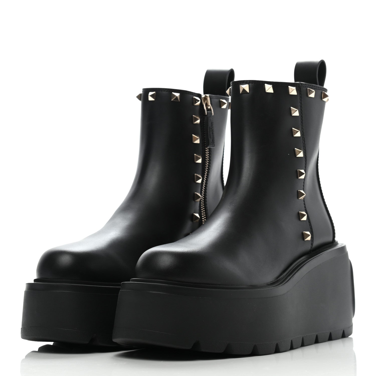 Valentino Garavani Calfskin Rockstud VLOGO Uniqueform Chelsea 55/85mm Flatform Ankle Boots 37.5 Black 3 of 9