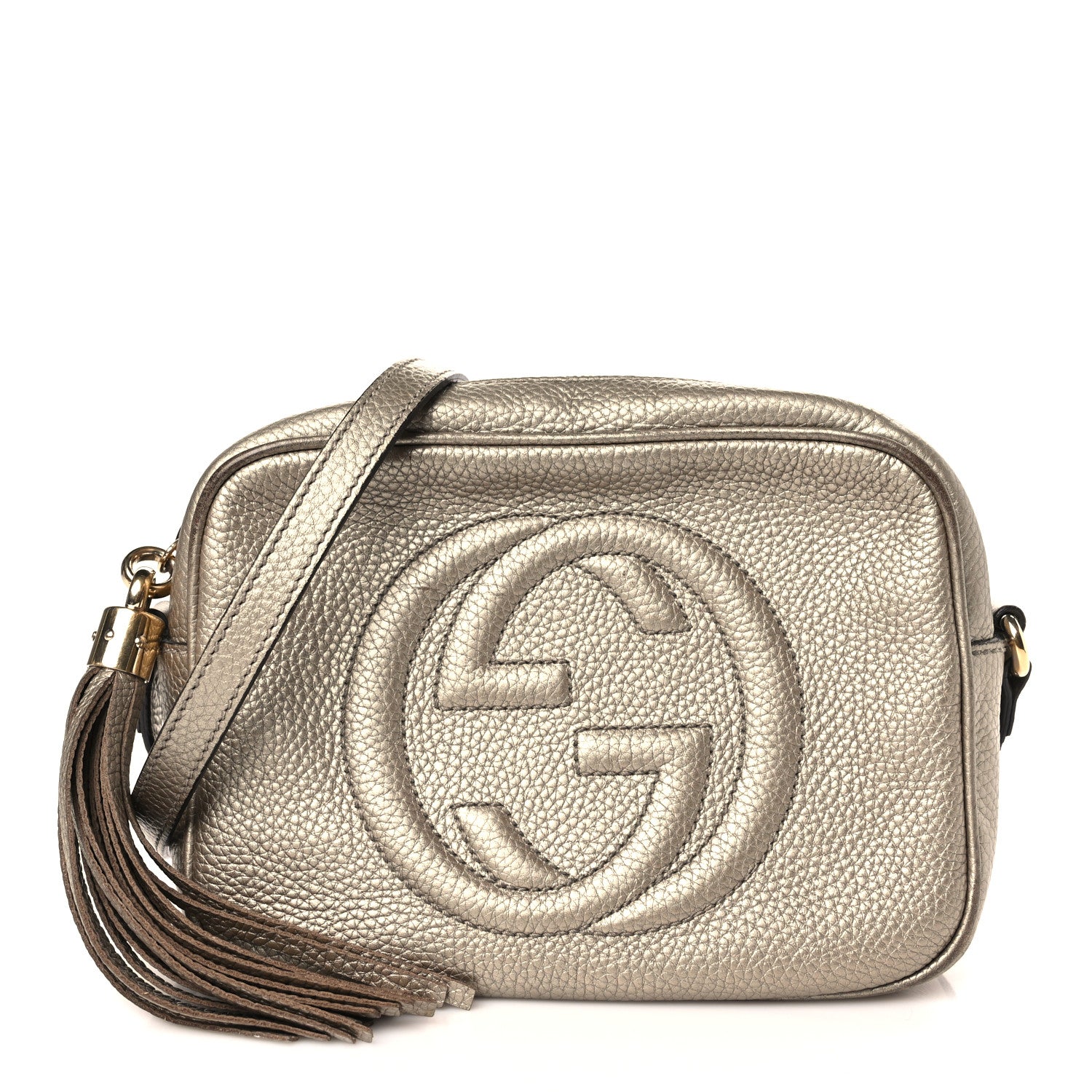 Gucci Metallic Pebbled Calfskin Small Soho Disco Bag Golden Beige 1 of 10