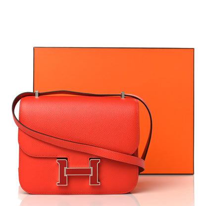 Hermes Epsom Enamel Constance 18 Capucine Sanguine 10 of 10