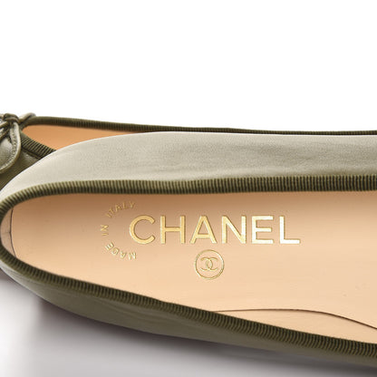 Chanel Lambskin Cap Toe Ballerina Flats 38 Green 6 of 8