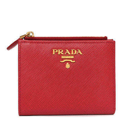 Prada Saffiano Zip Top Compact Wallet Fuoco 1 of 6
